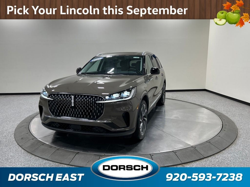 2026 Lincoln Aviator Reserve in Harbor Gray Clearcoat — front three-quarter view