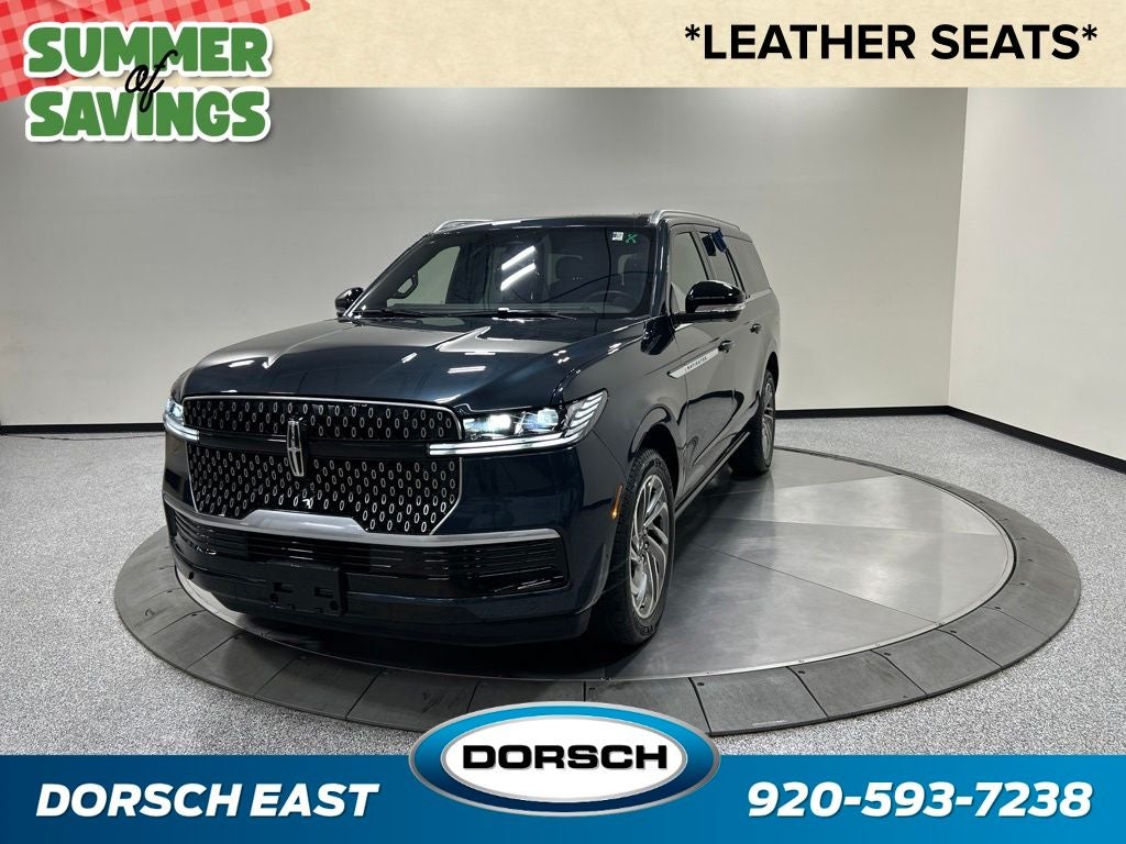 2025 Lincoln Navigator L Reserve in Flight Blue Metallic Clearcoat — front three-quarter view
